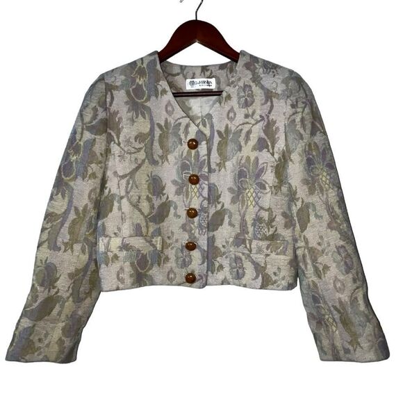 Women's 2nd Version Vintage 1990s Floral Tweed Blazer Jacket - Picture 1 of 11